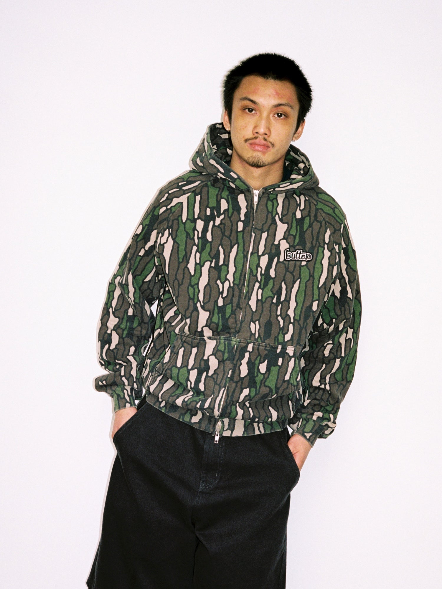 Swirl Zip-Thru Hood, Camo