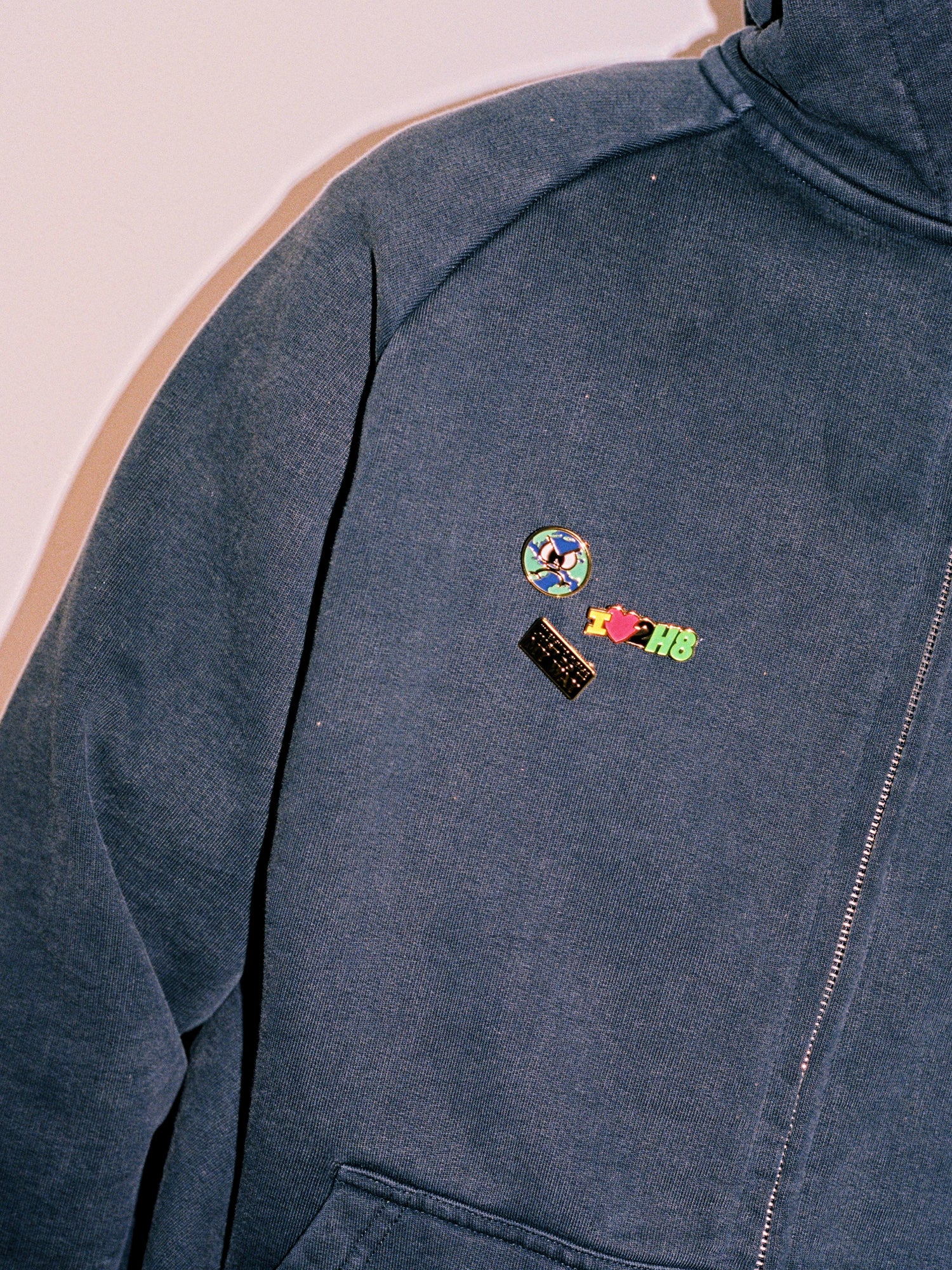 Swirl Zip-Thru Hood, Navy