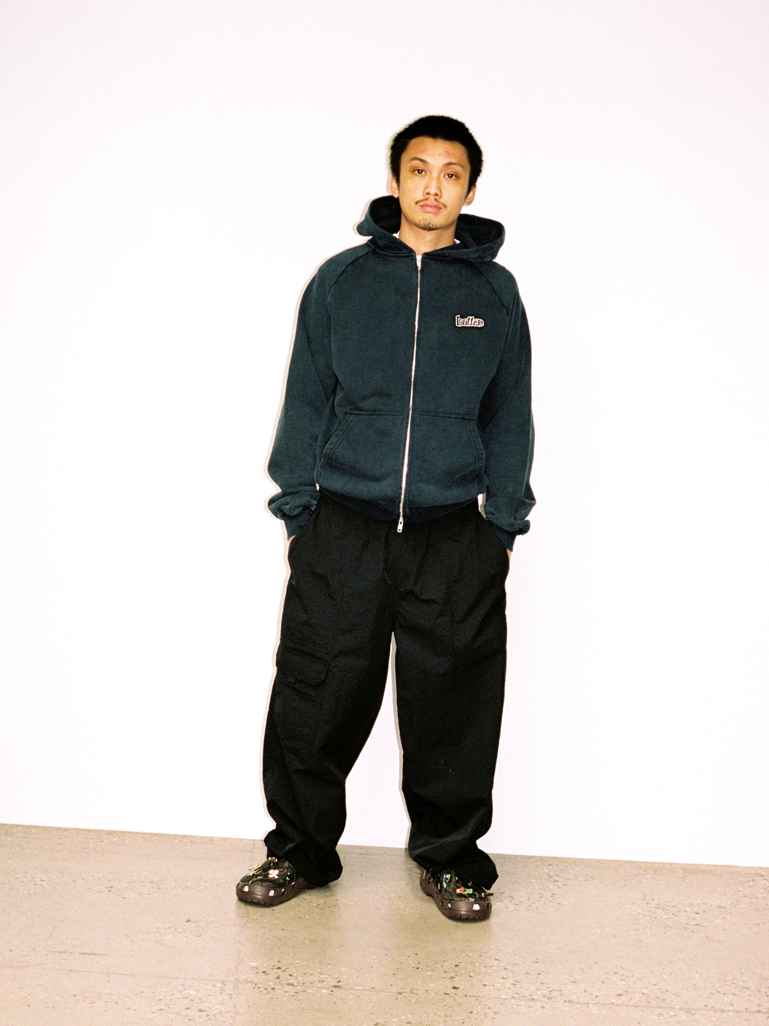 Swirl Zip-Thru Hood, Navy