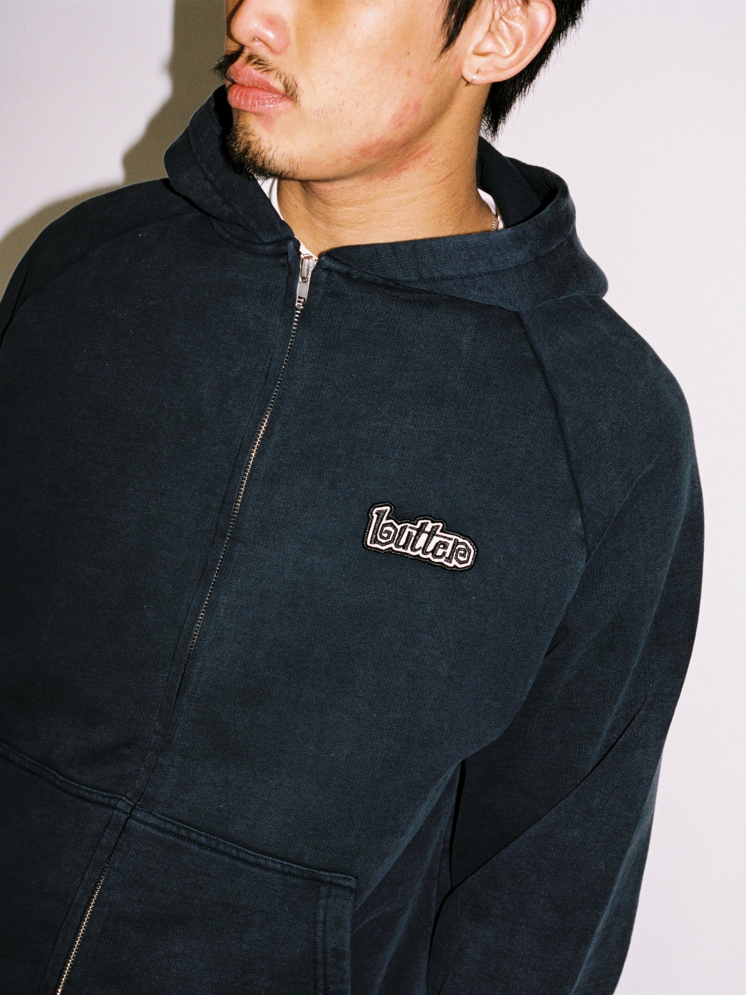 Swirl Zip-Thru Hood, Navy