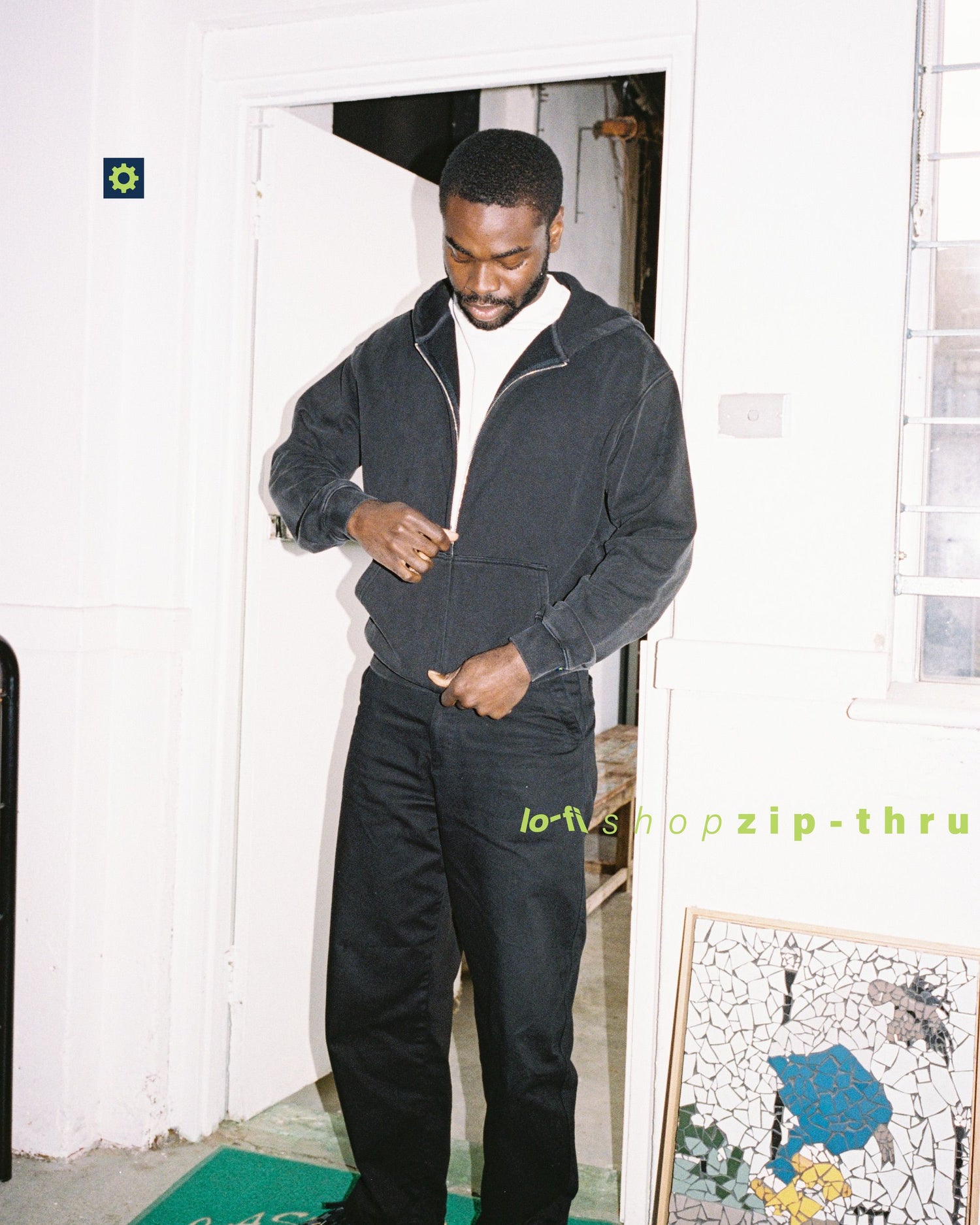 Shop Zip-Thru Hood, Washed Black