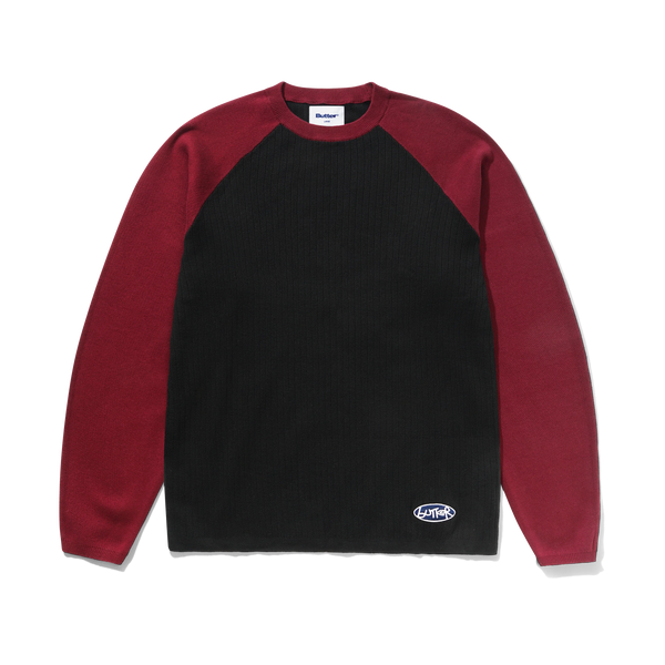 Butter Goods Abseil Knit Sweater, Black / Burgundy