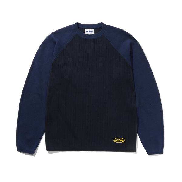 Butter Goods Abseil Knit Sweater, Navy / Ocean