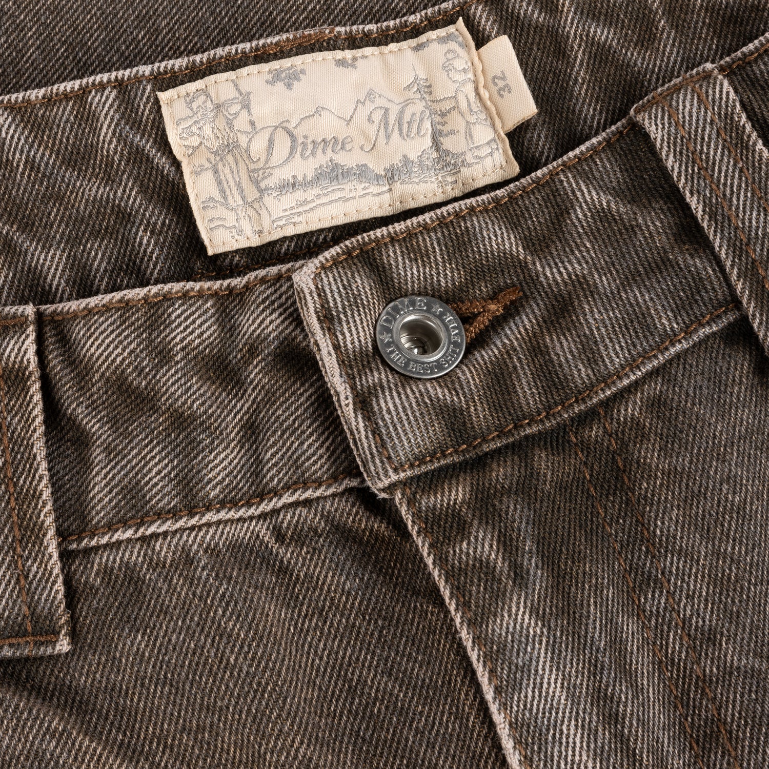 Baggy Denim Jeans, Sandblasted Brown