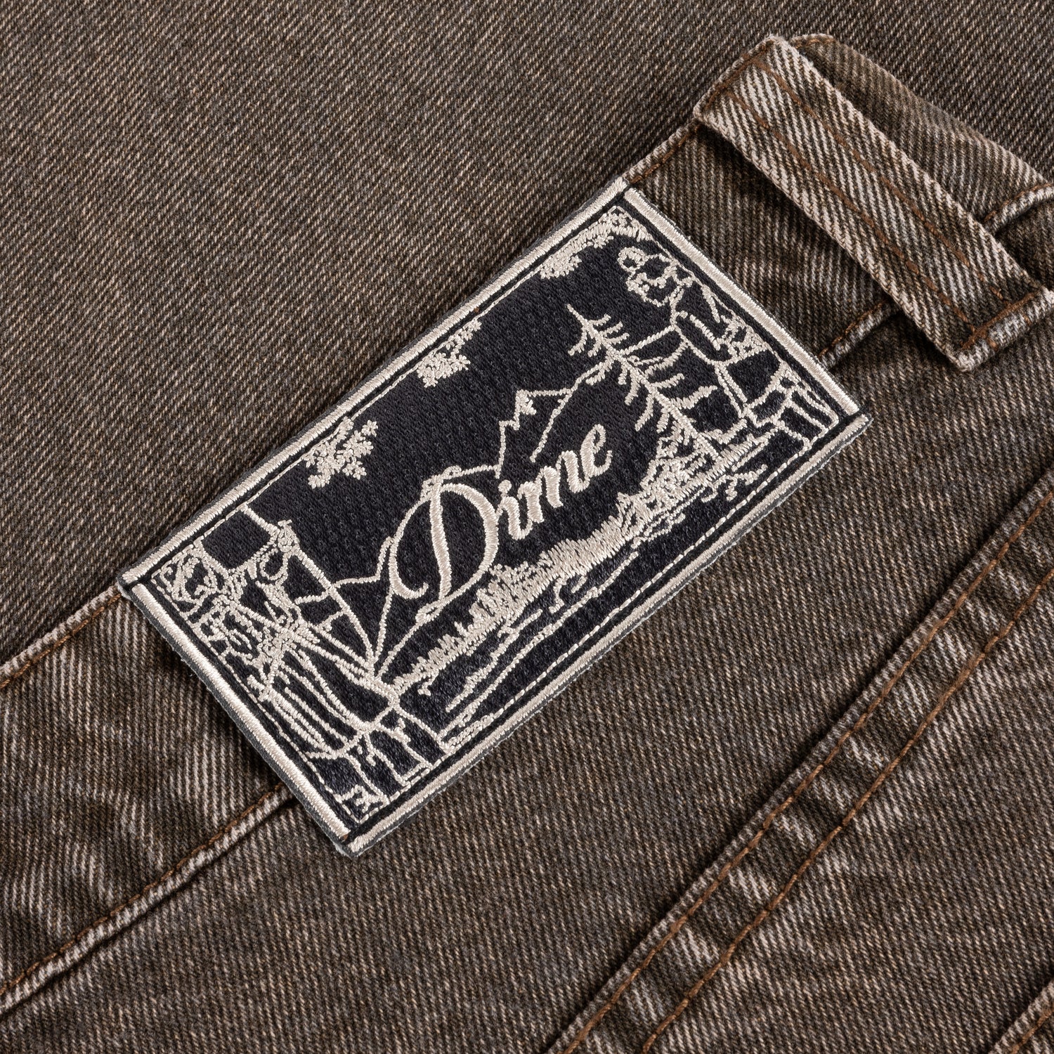 Baggy Denim Jeans, Sandblasted Brown