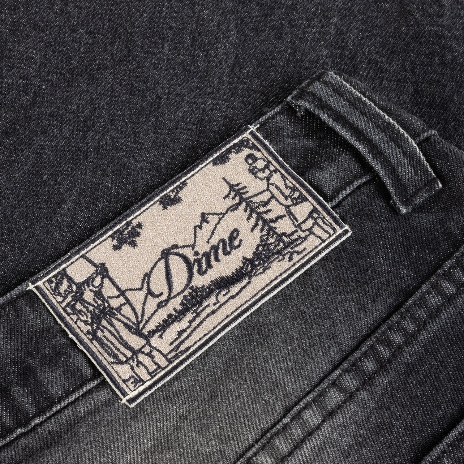 Relaxed Denim Jeans, Sandblasted Black