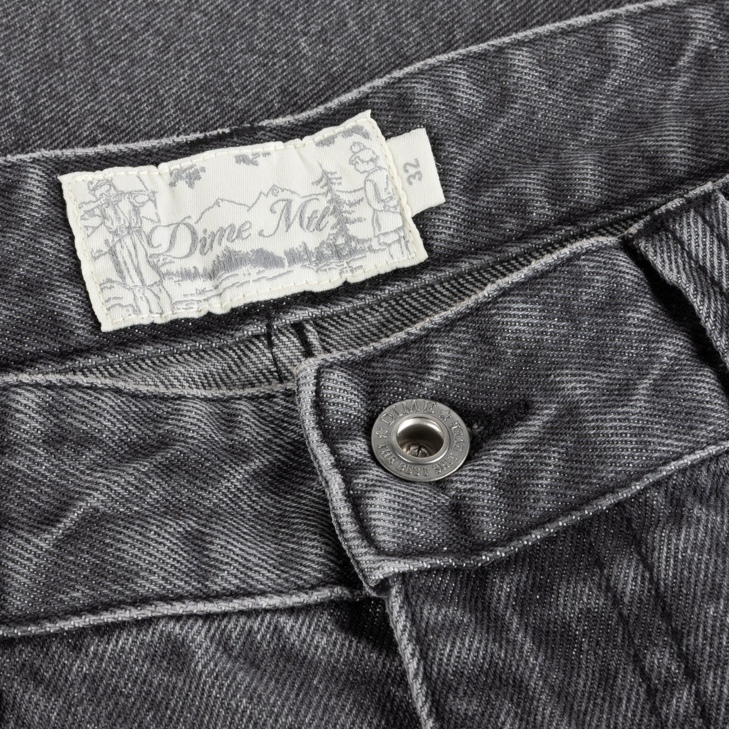 Straight Denim Jeans, Faded Black