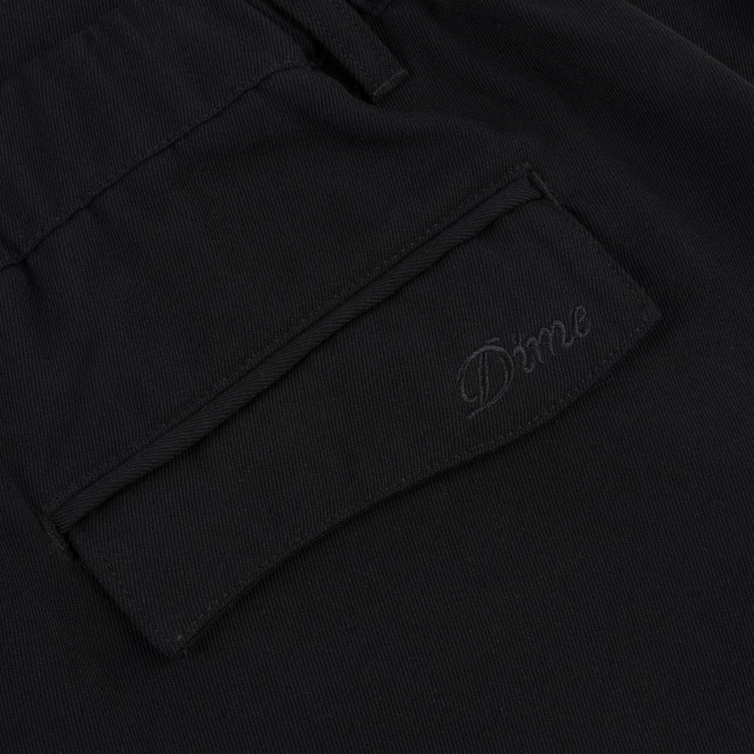 Pleated Twill Pants, Black