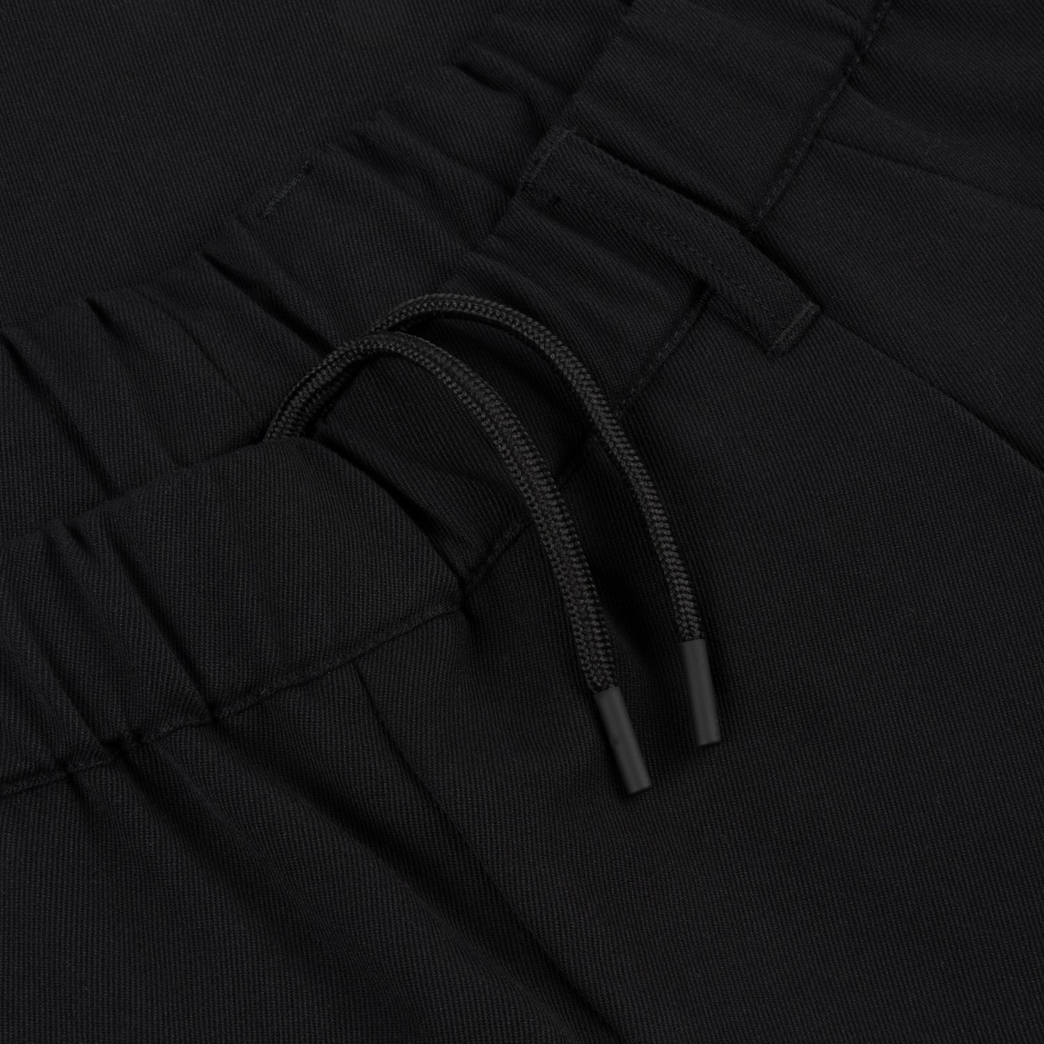 Pleated Twill Pants, Black