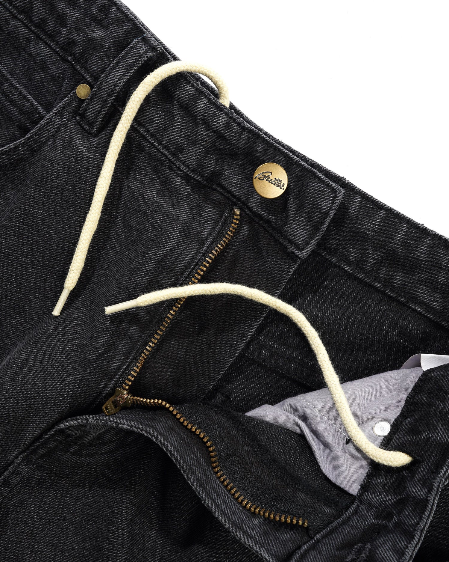 Baggy Denim Shorts, Distressed Black