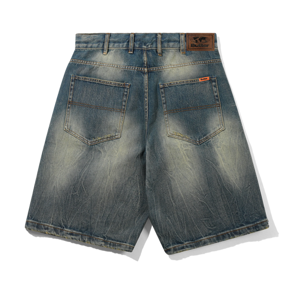 Butter Goods Baggy Denim Shorts, Distressed Selvedge