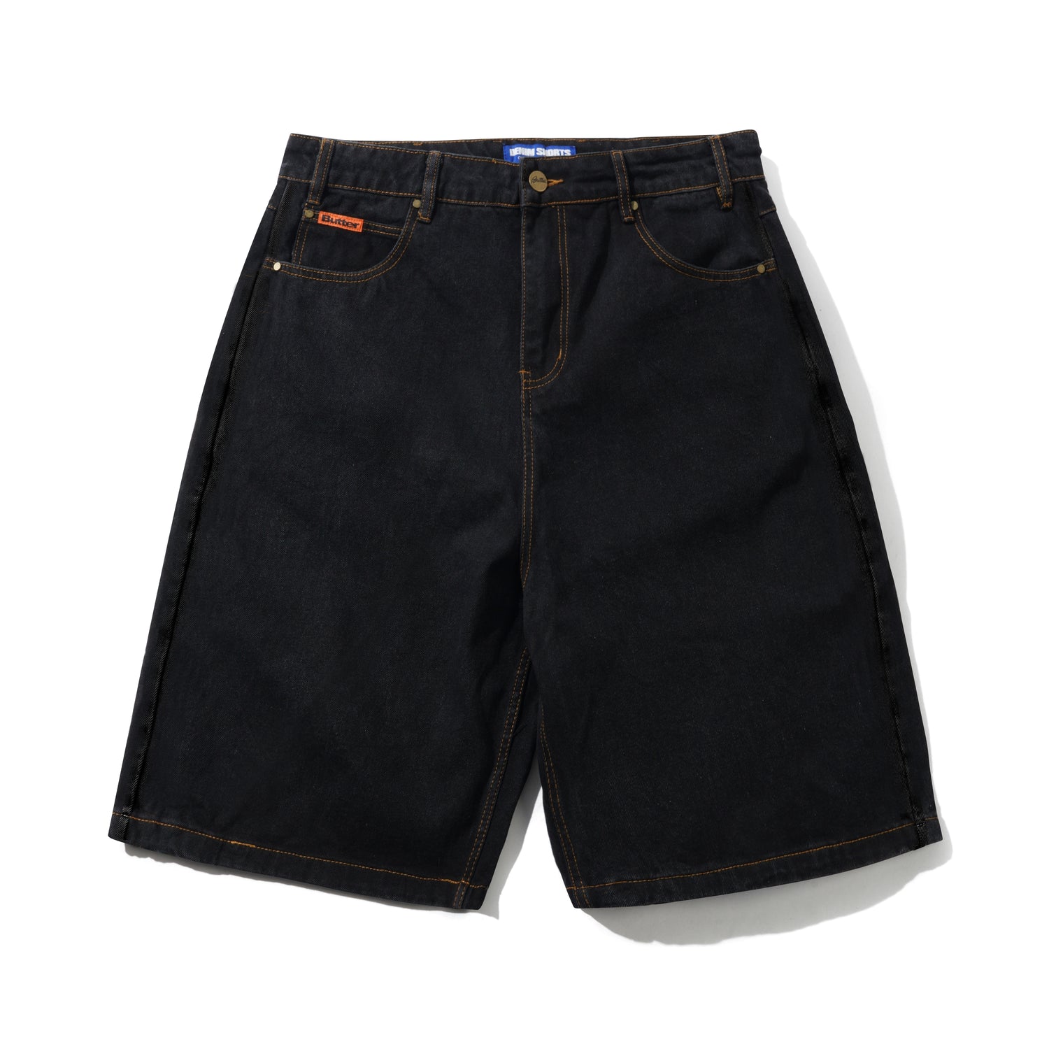 Baggy Denim Shorts, Washed Black