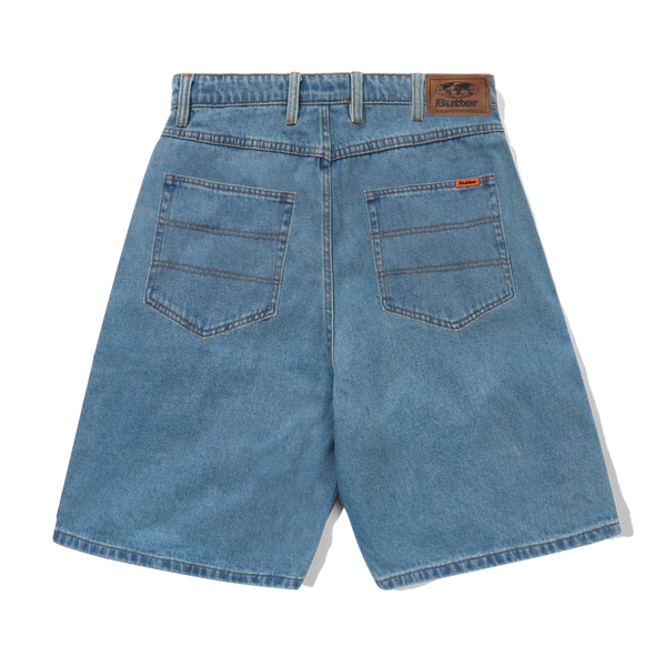 Butter Goods Baggy Denim Shorts, Washed Indigo