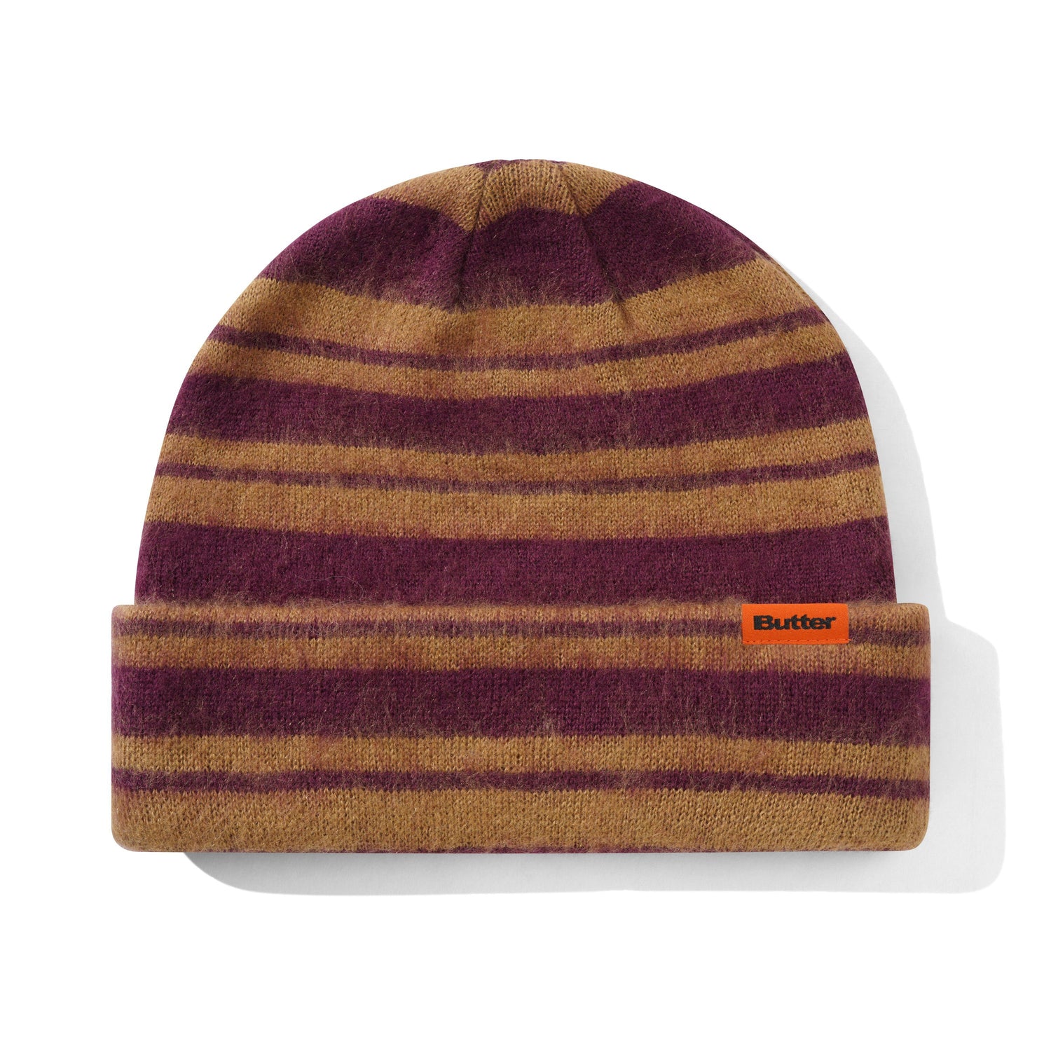 Band Mohair Beanie, Purple / Sand