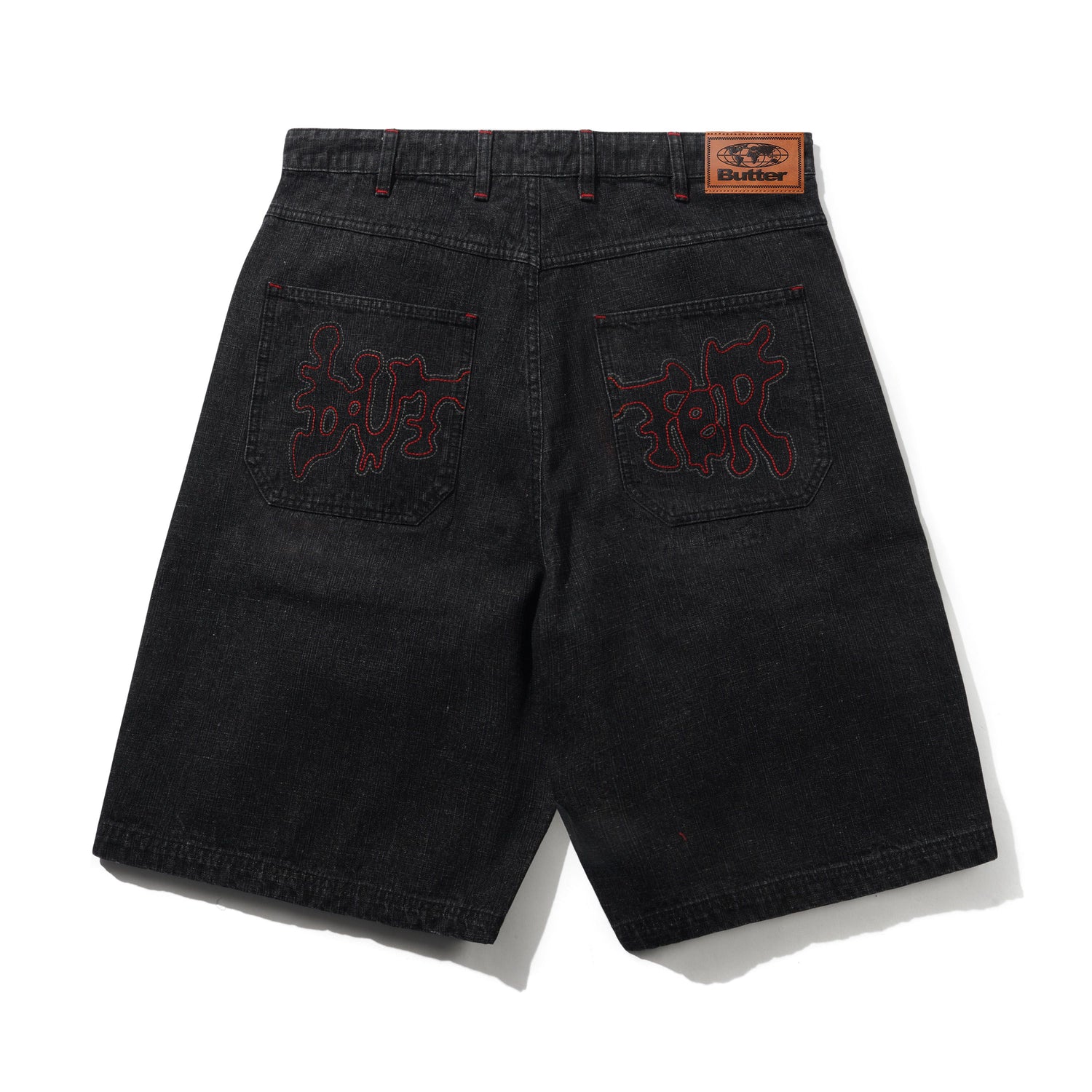 Blotch Denim Shorts, Streaky Black