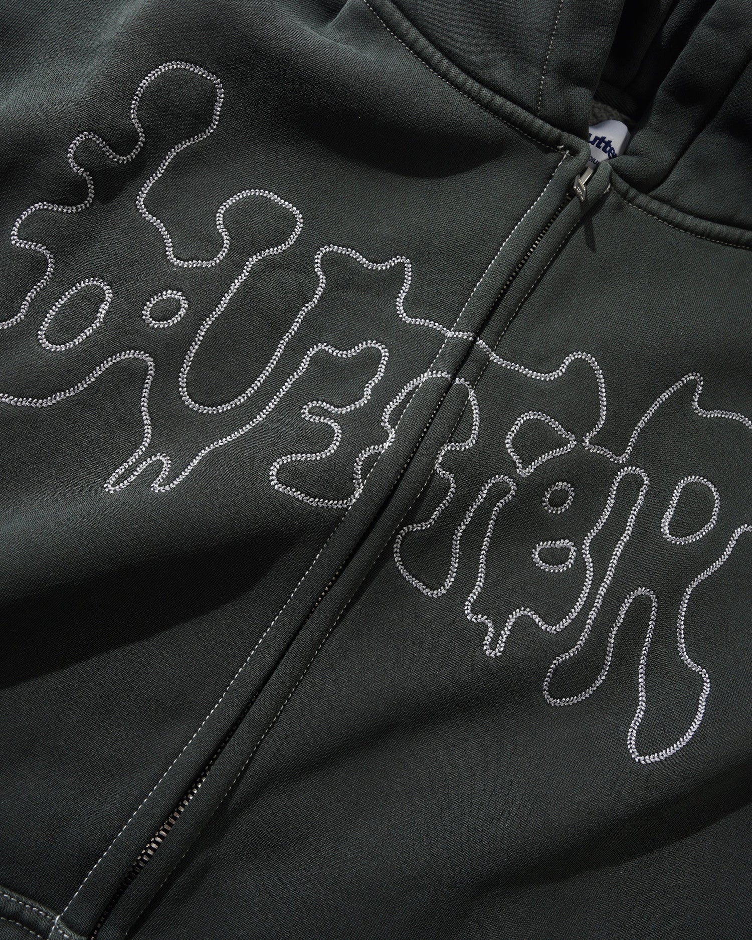 Blotch Zip-Thru Hood, Washed Black