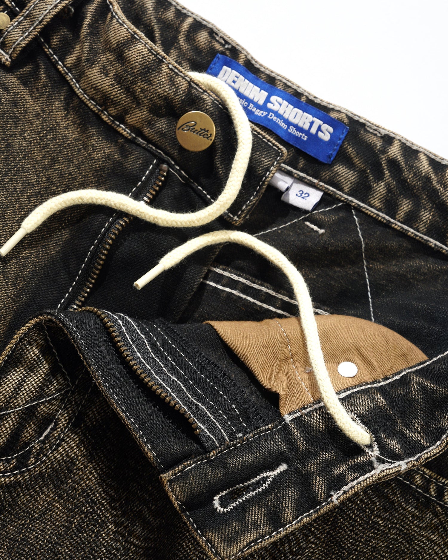 Bronco Denim Shorts, Brown Tint