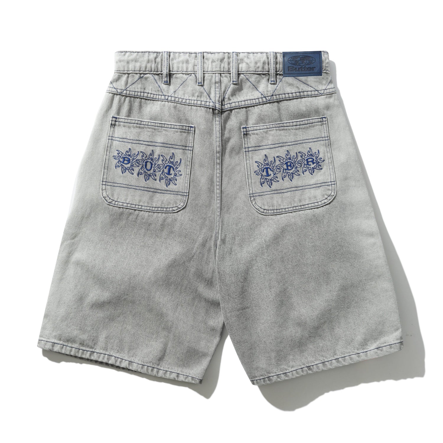Bronco Denim Shorts, Washed Grey