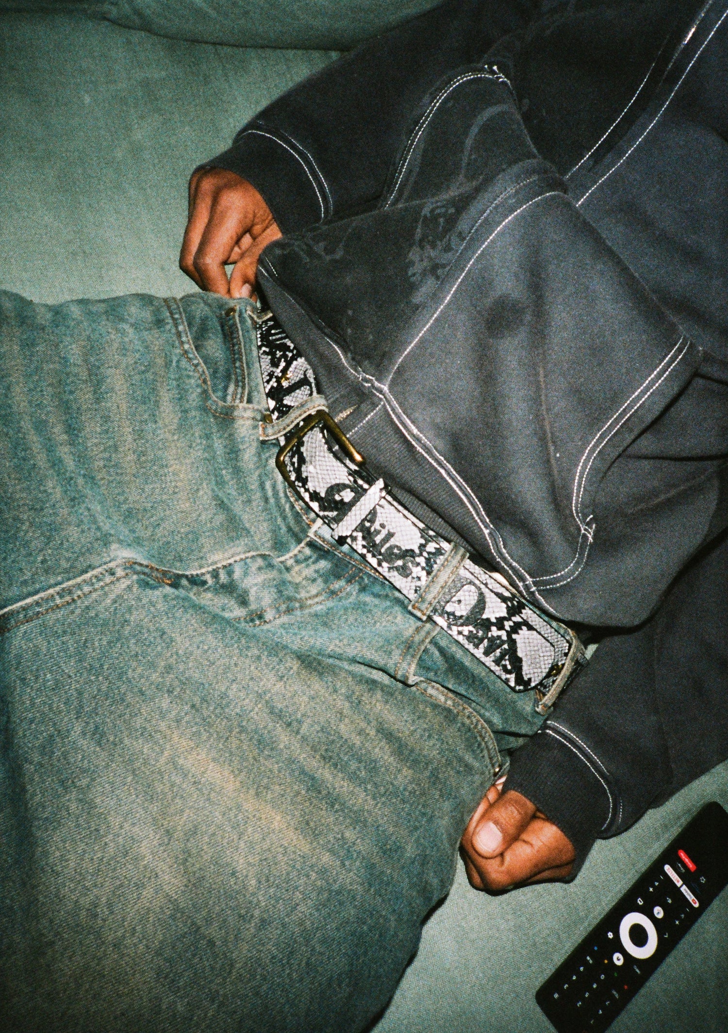 Miles Studded Belt, Snakeskin