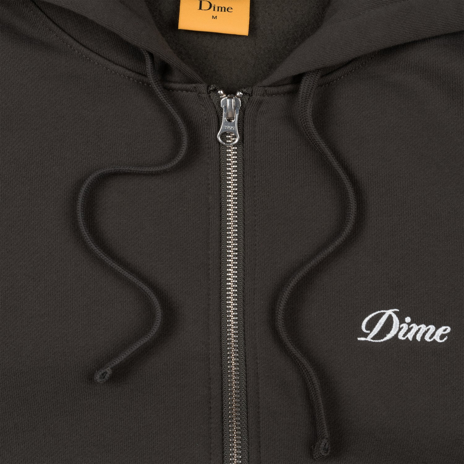 Cursive Small Logo Zip Thru Hood, Vintage Black