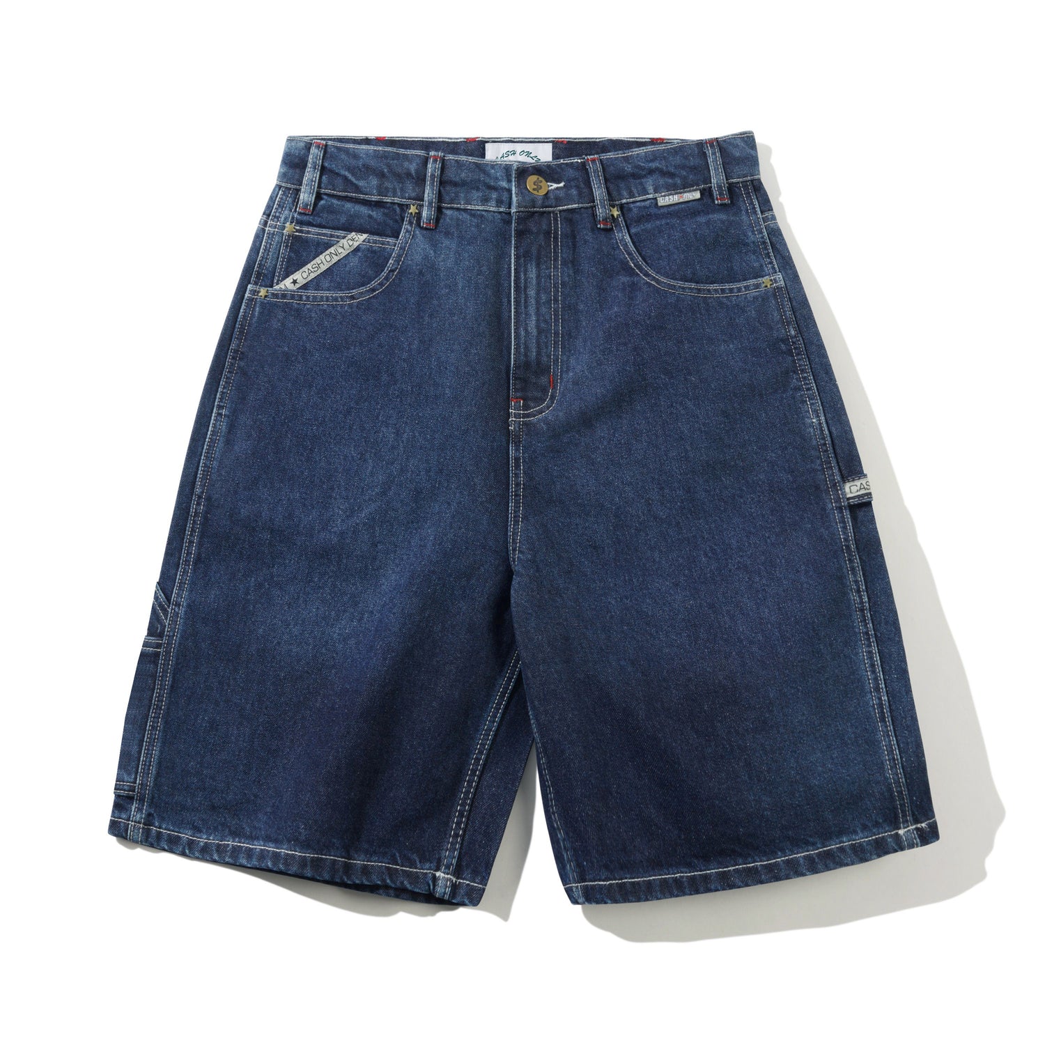 Company Denim Shorts, Distress Washed Slub Blue