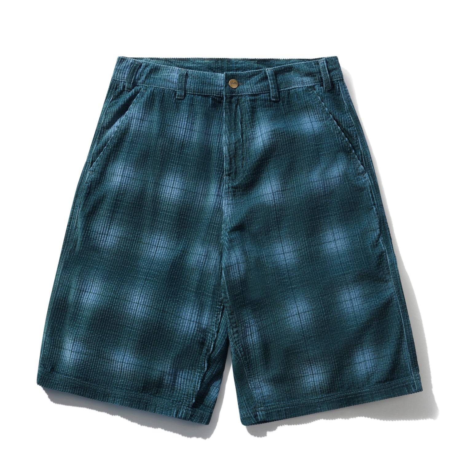 Cord Work Shorts, Blue Plaid