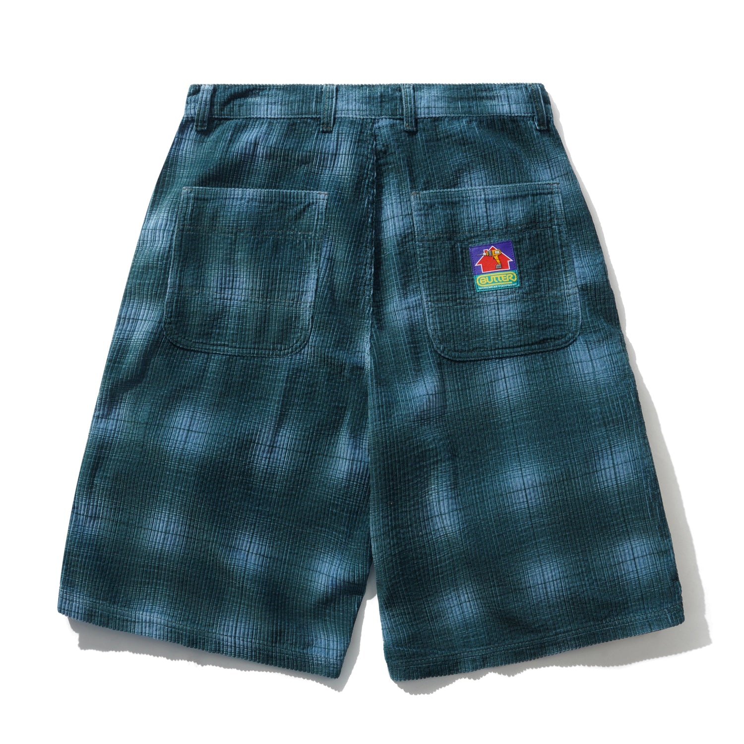 Cord Work Shorts, Blue Plaid