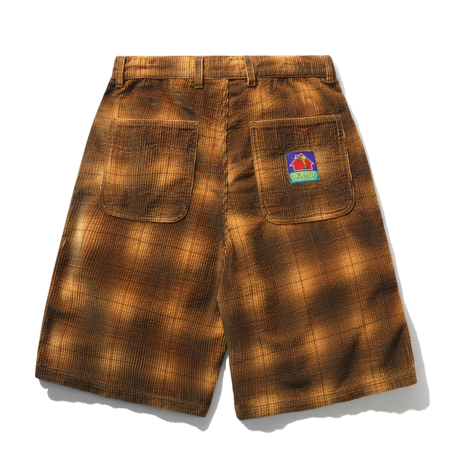 Cord Work Shorts, Mustard Plaid