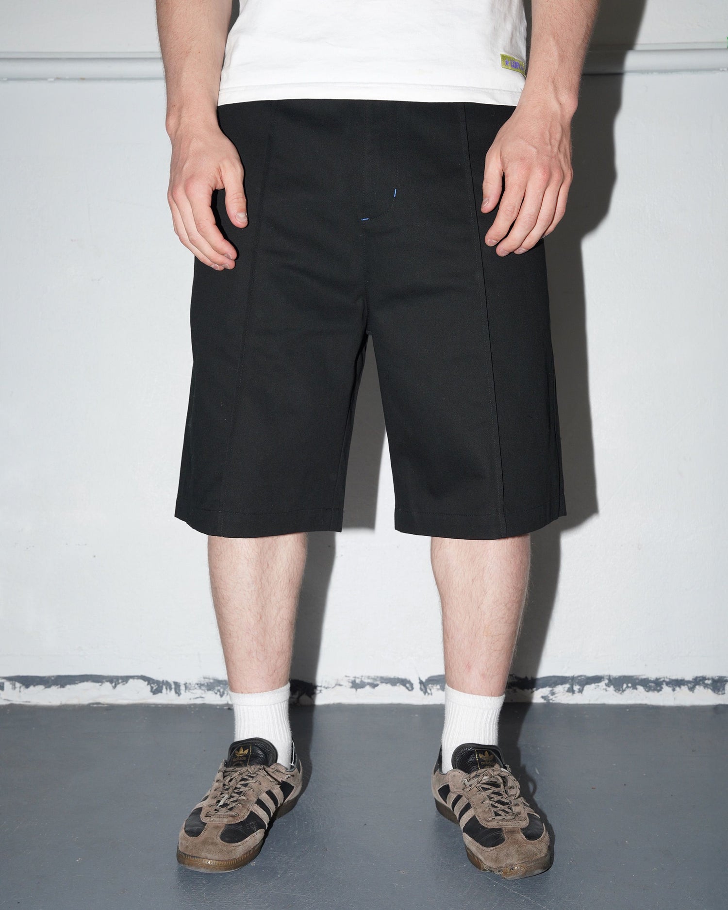 Cotton Pleated Shorts, Black