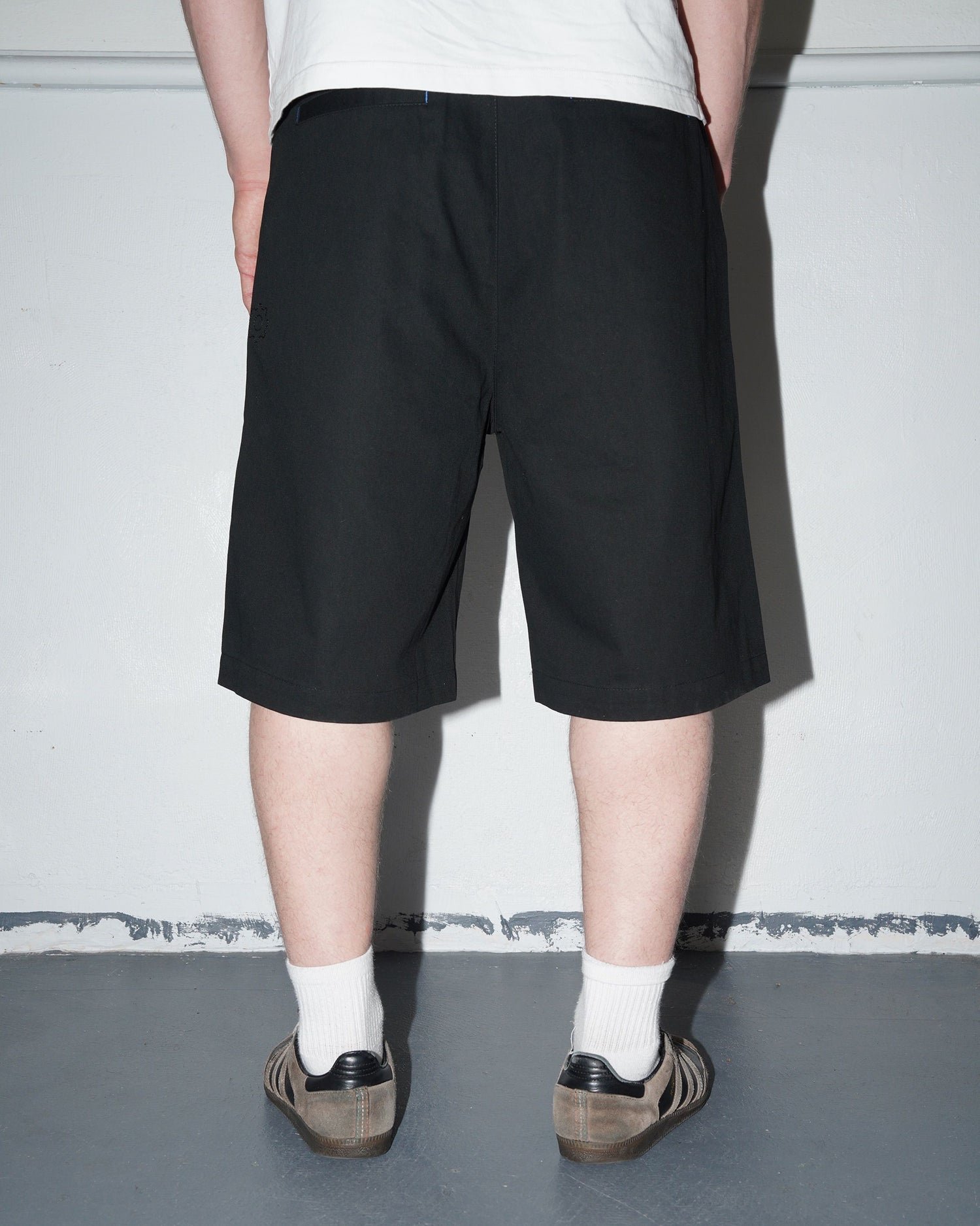Cotton Pleated Shorts, Black