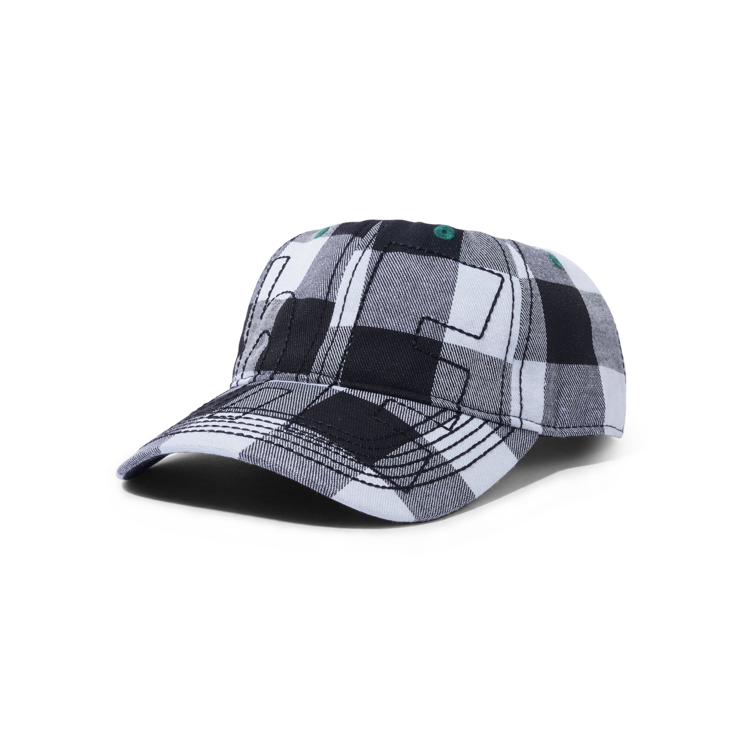 Vapor 6 Panel Hat, Buffalo Check Black / White