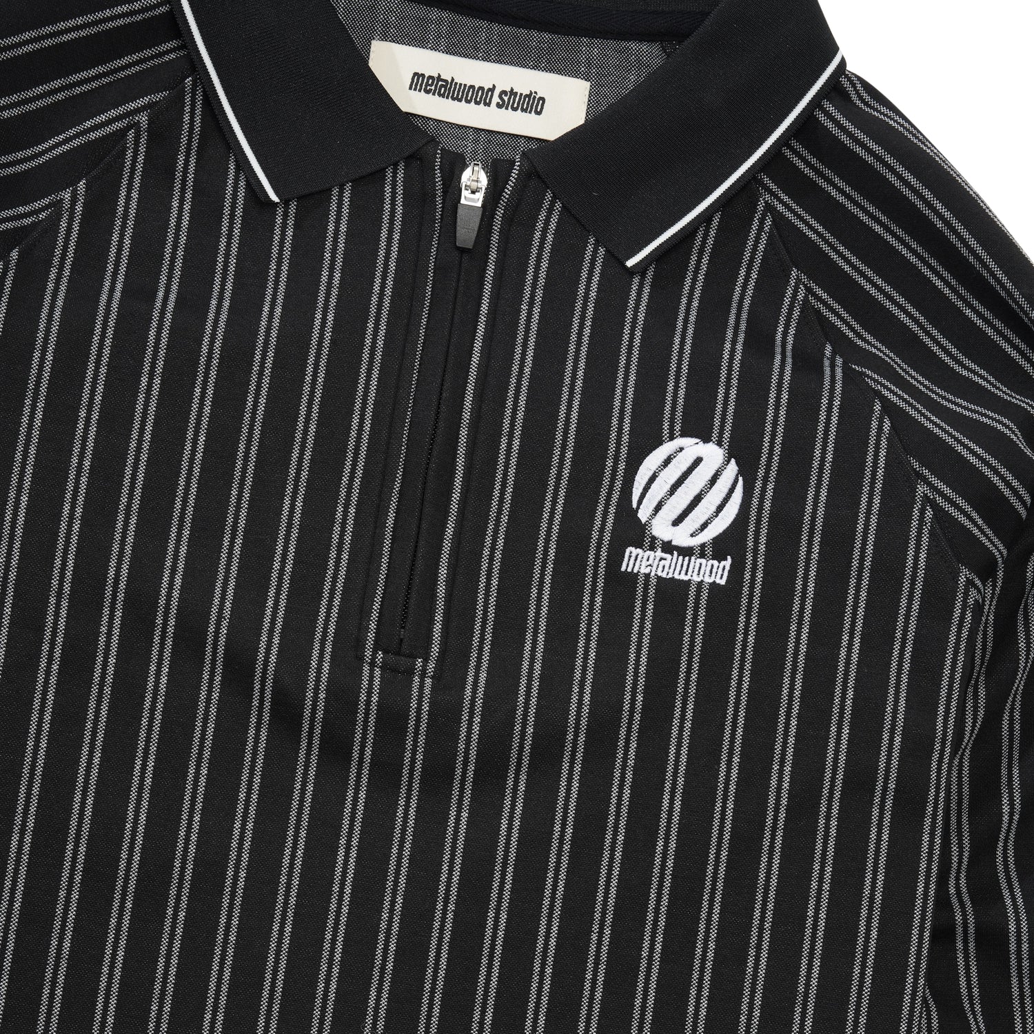 Ribbed L/S Polo, Black