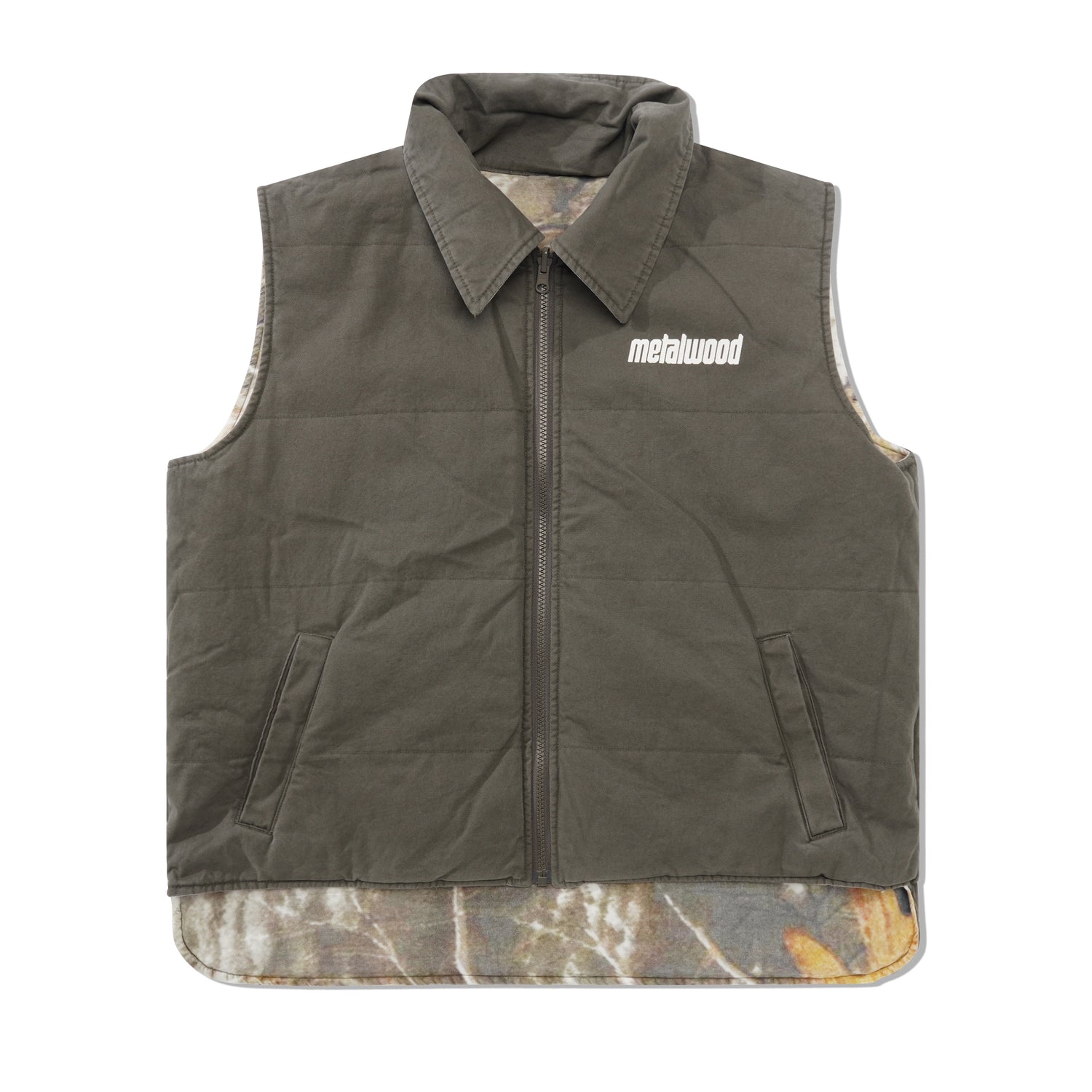 Poly Filled Reversible Vest, Fatigue Green