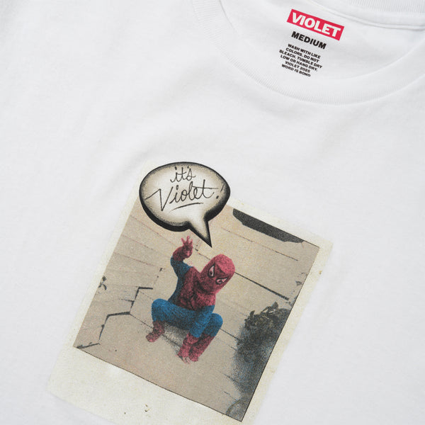 Violet Spiderman Polaroid Tee, White