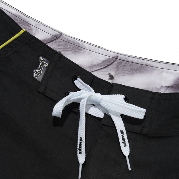 Always Do What You Should Do A.I Wrapped Boardshorts, Black / Yellow & Fuchsia