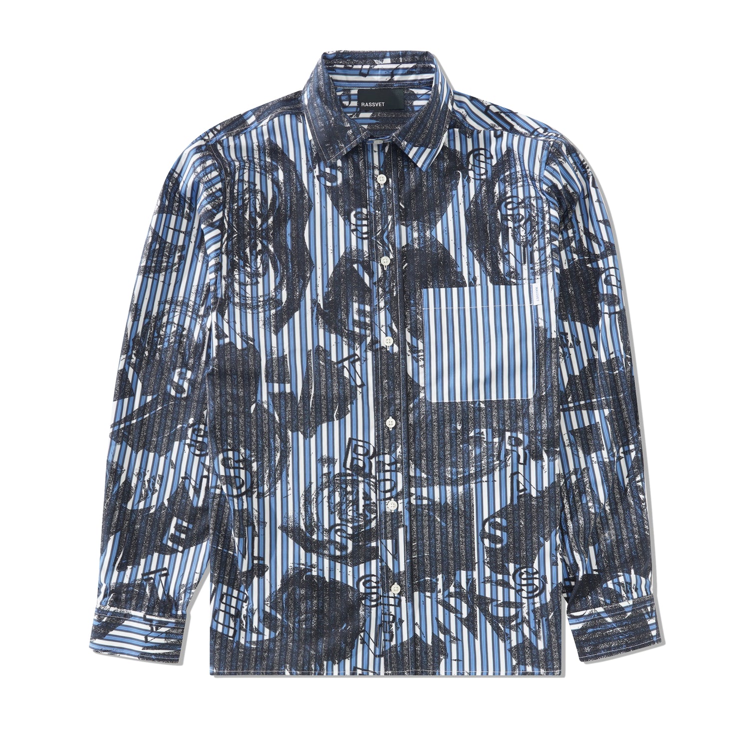 Roses All Over Print Shirt, Blue