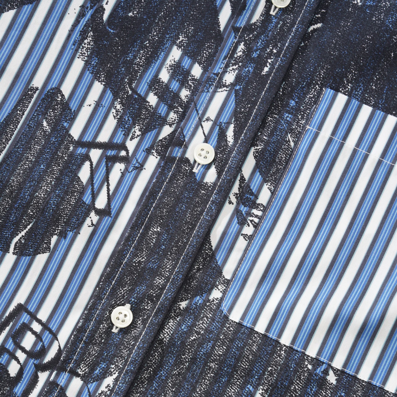 Roses All Over Print Shirt, Blue