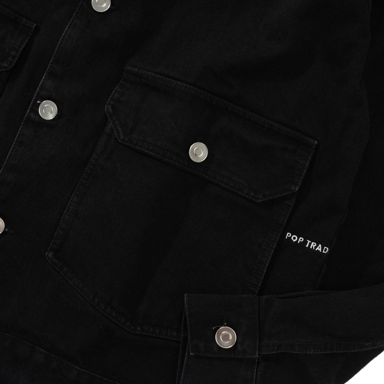 Full Button Denim Jacket, Black