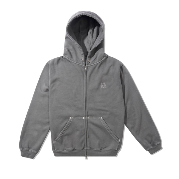 Hoddle Hoddle Monogram Zip Hood, Washed Grey
