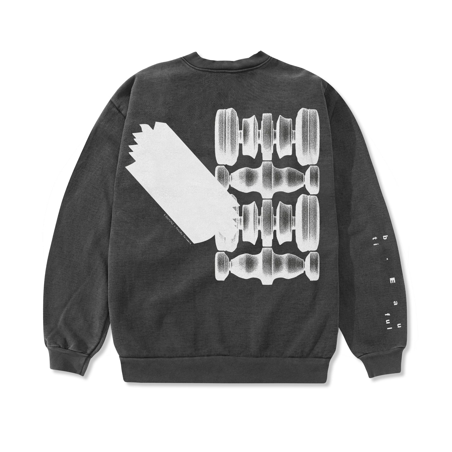 b.Eautiful x Kenichi Kuromaru Shadow Crewneck Sweatshirt, Vintage Black