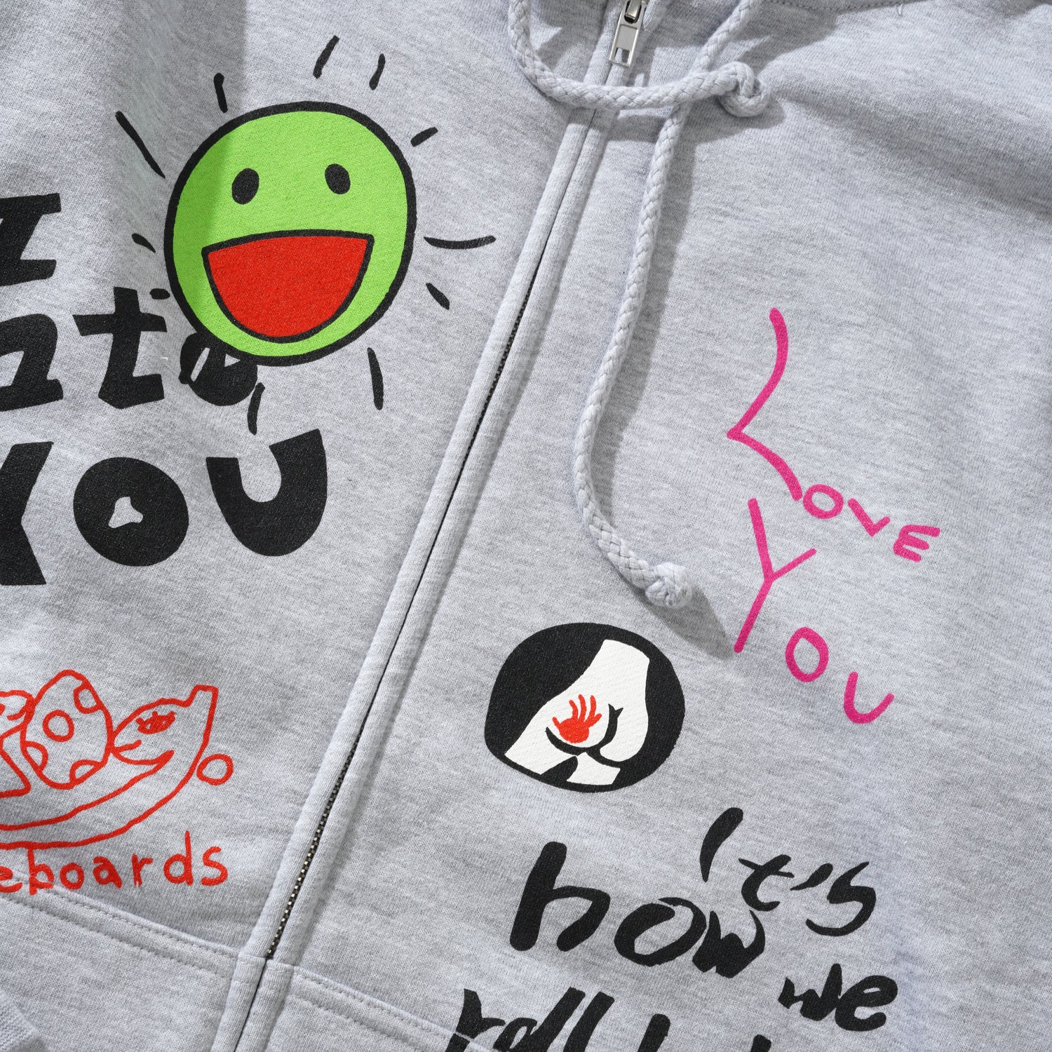 Love/Hate Zip-Thru Pullover, Ash