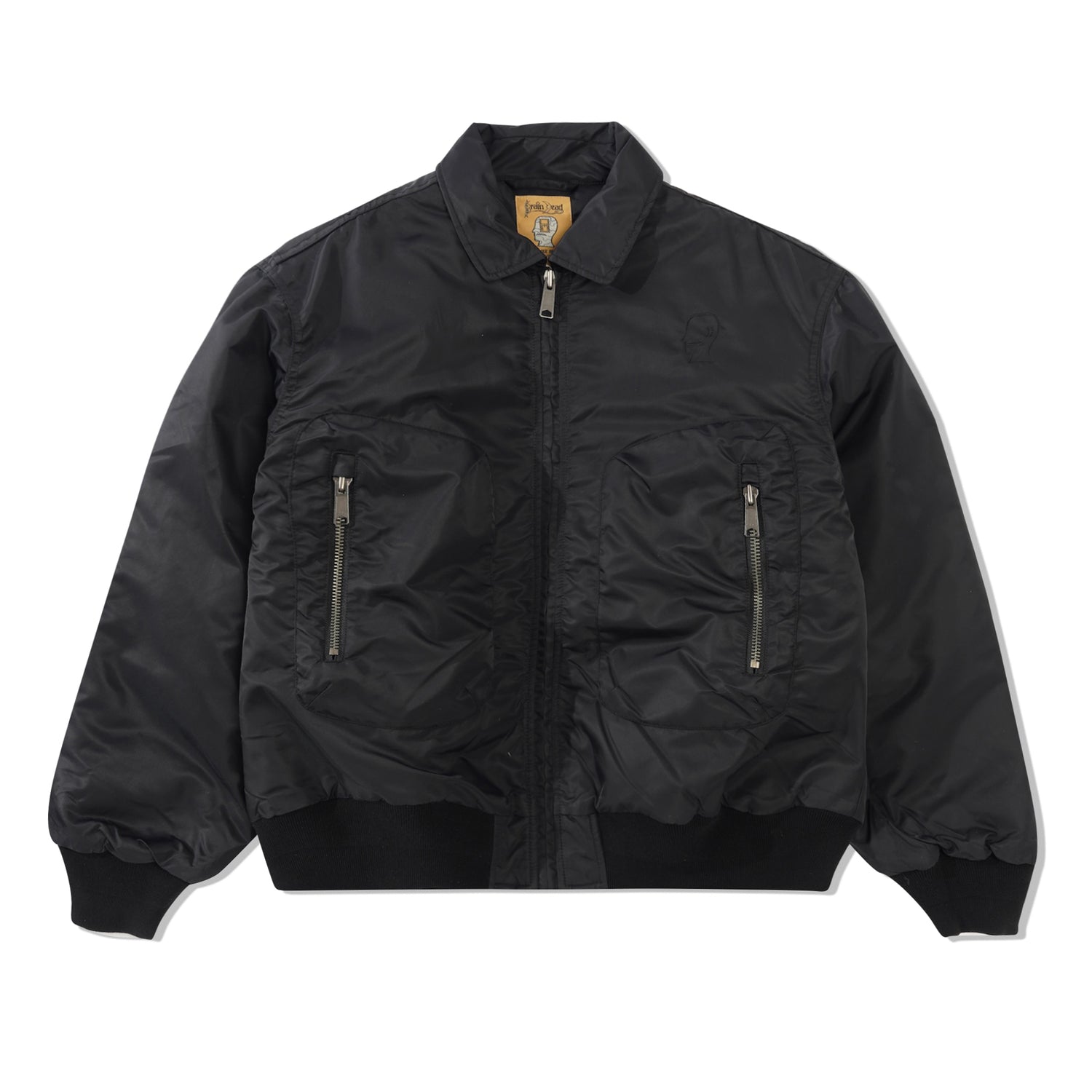 Embroidered 3D Flight Jacket, Black