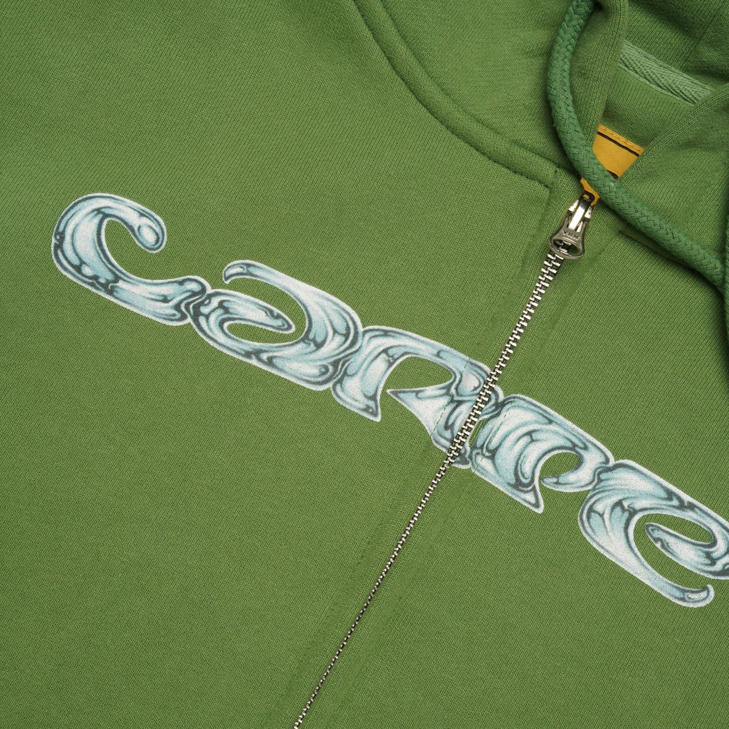 Chrome Zip Up Hood, Green