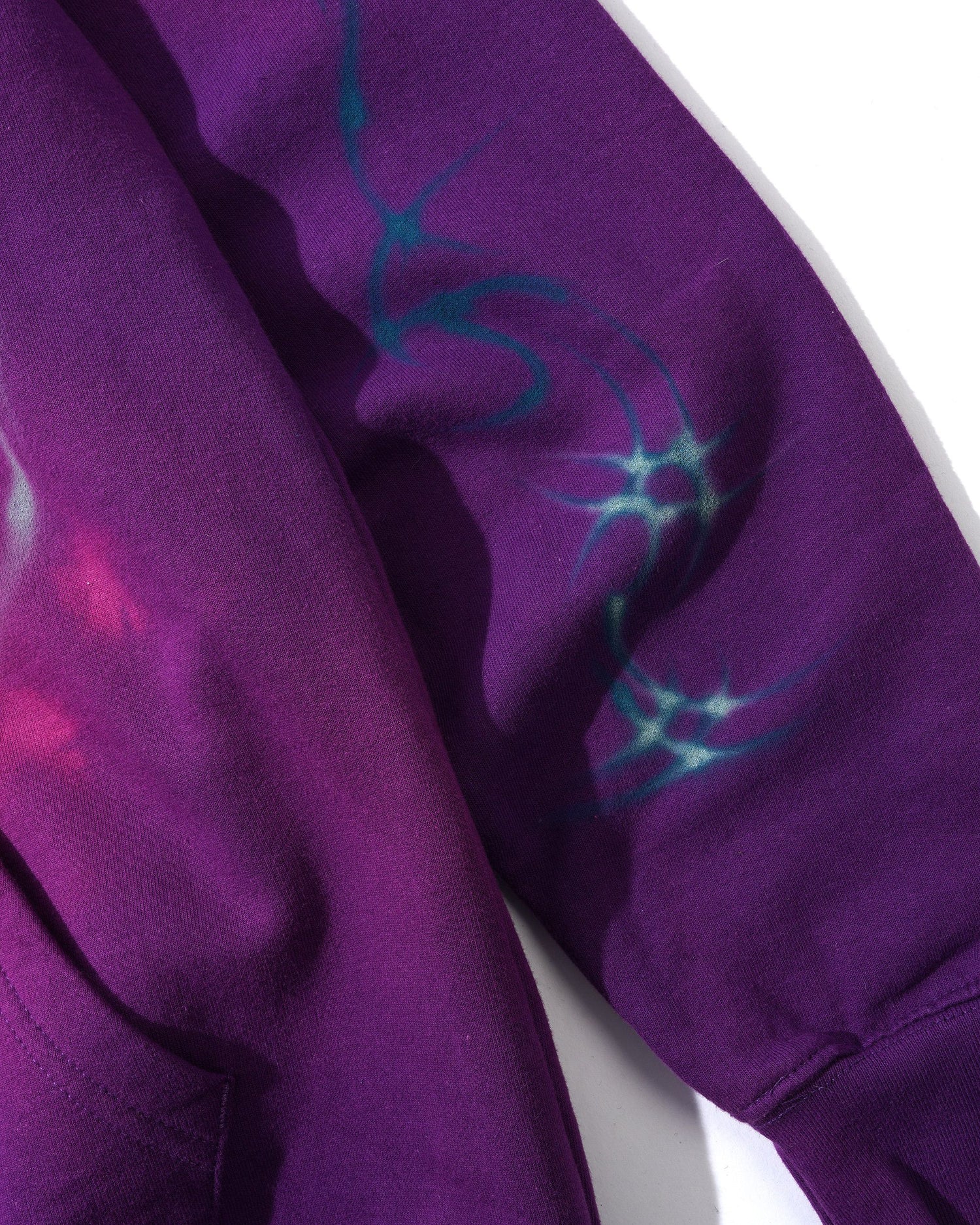1 Of 1 Bleached / Airbrushed Zip-Thru Pullover Hood, Purple