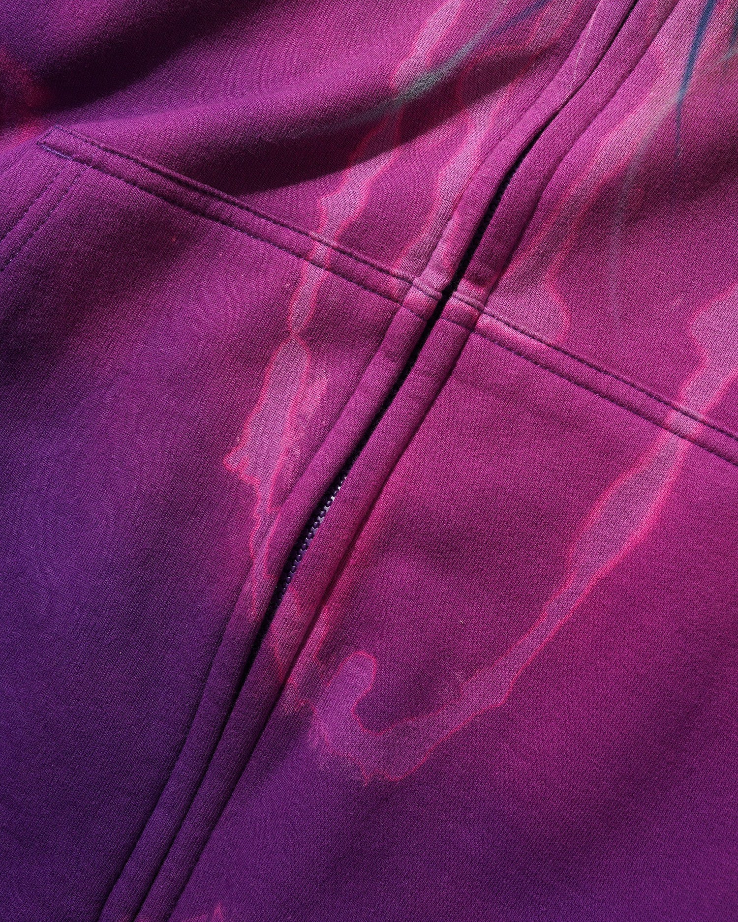 1 Of 1 Bleached / Airbrushed Zip-Thru Pullover Hood, Purple