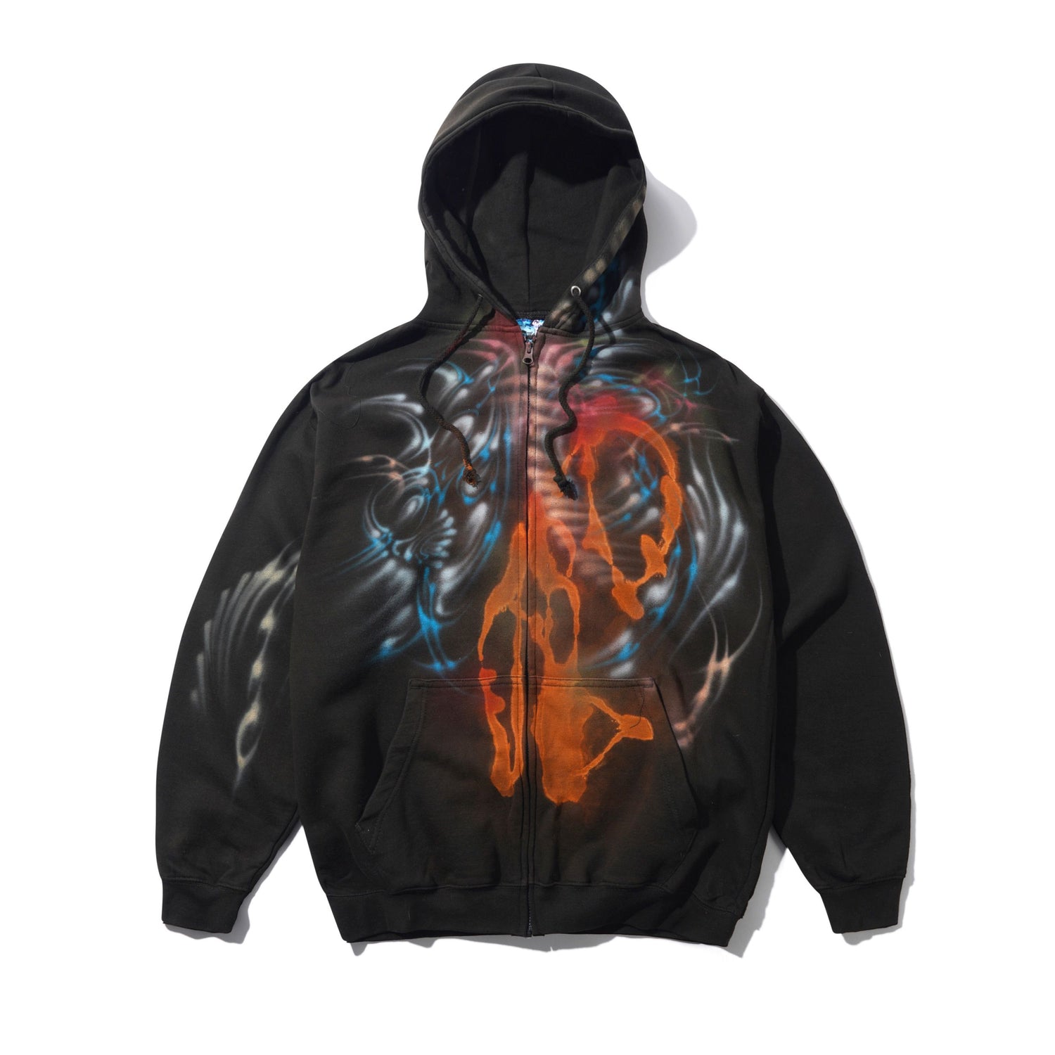 1 Of 1 Bleached / Airbrushed Zip-Thru Pullover Hood, Black