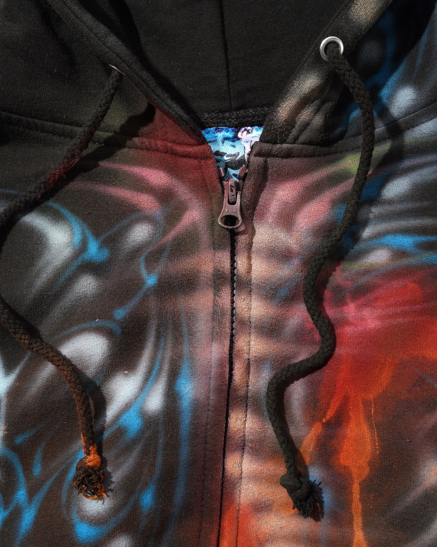 1 Of 1 Bleached / Airbrushed Zip-Thru Pullover Hood, Black