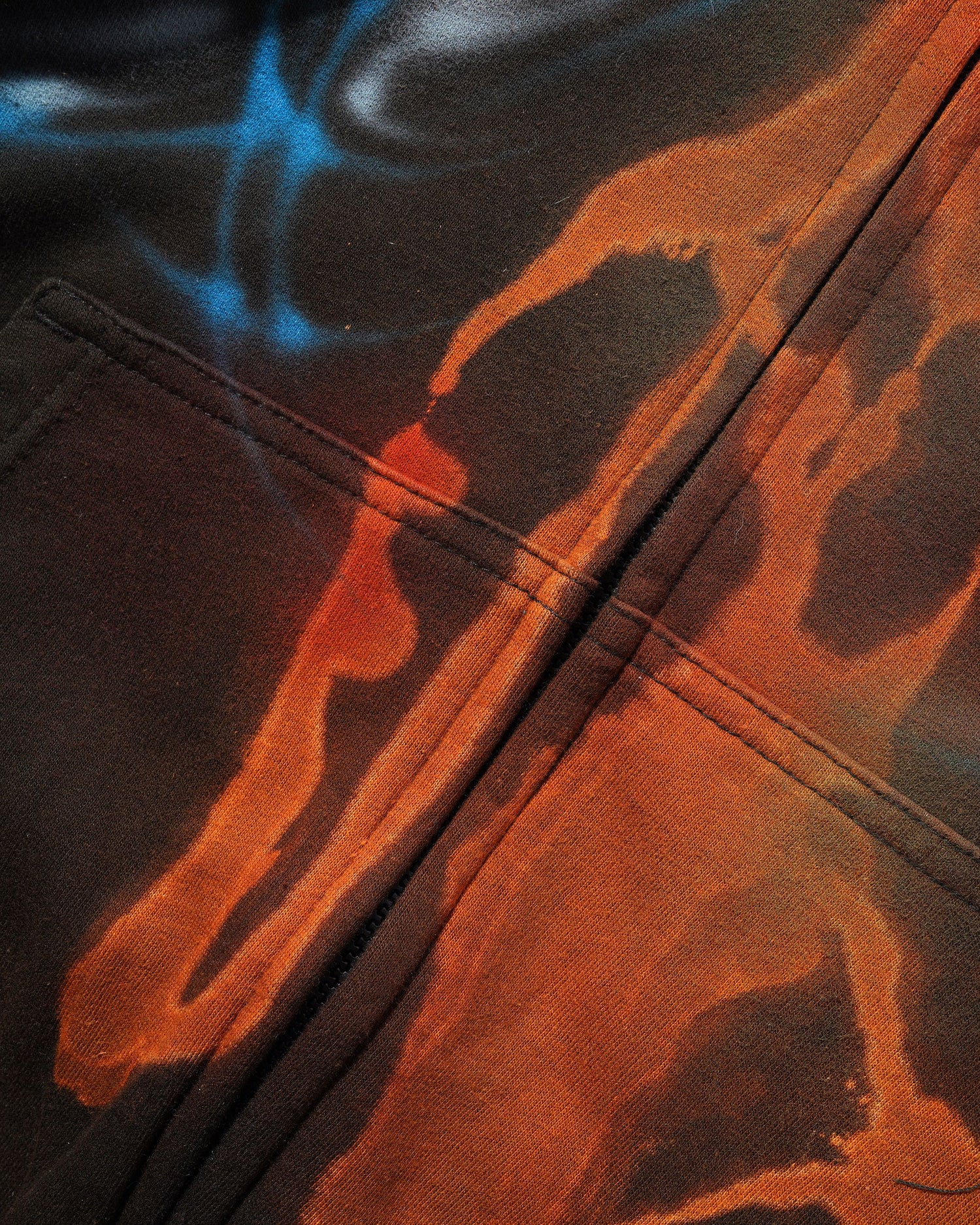 1 Of 1 Bleached / Airbrushed Zip-Thru Pullover Hood, Black