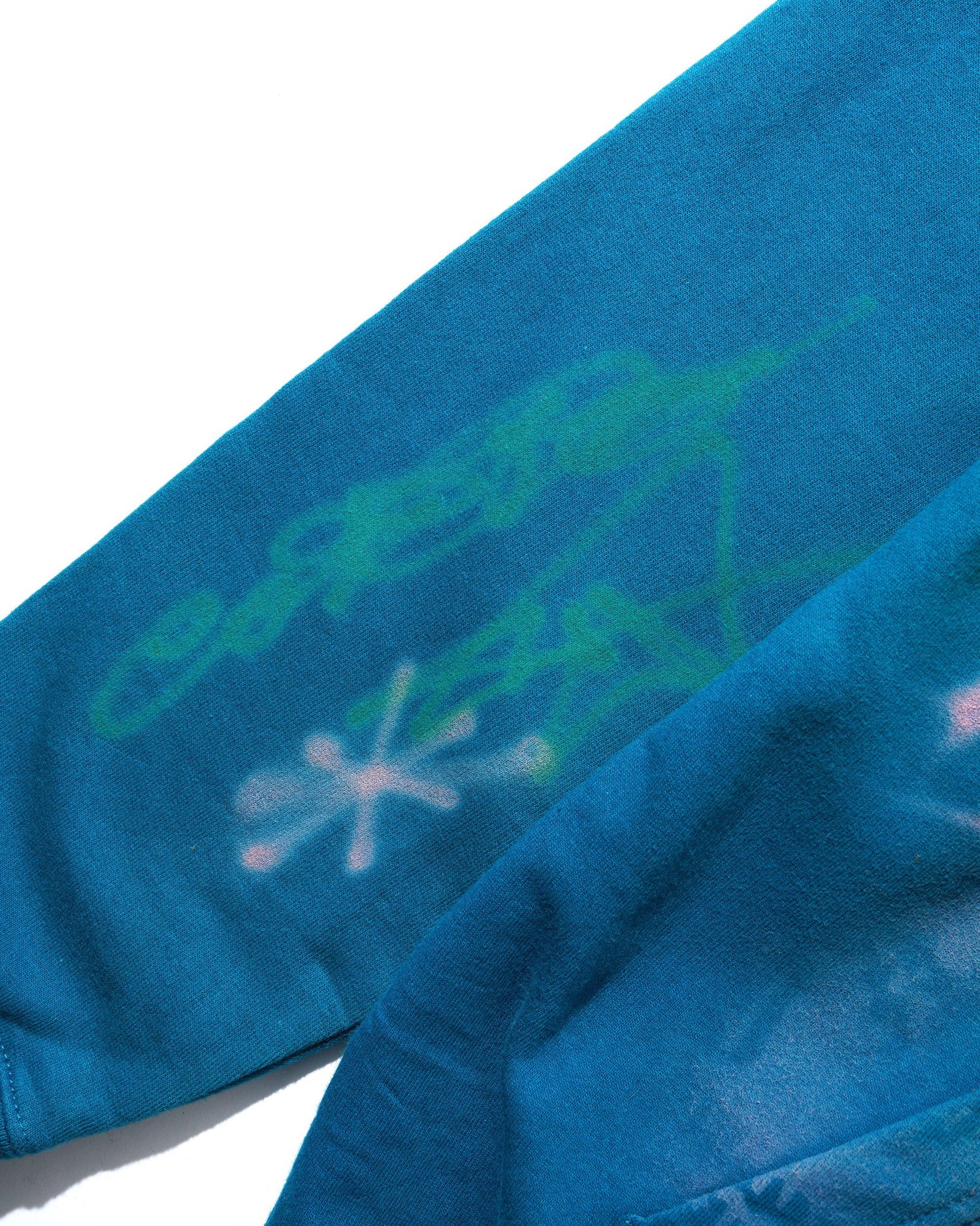 1 Of 1 Bleached / Airbrushed Pullover Hood, Turquoise