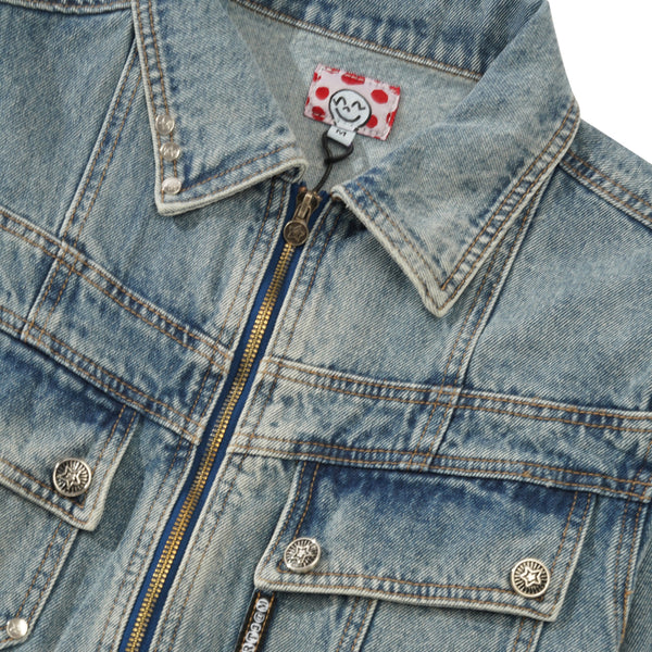 Star Team Denim Zip Up Jacket, Blue